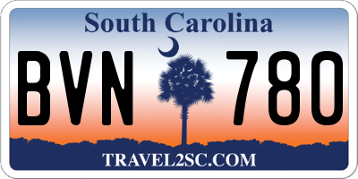 SC license plate BVN780