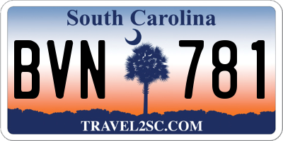 SC license plate BVN781