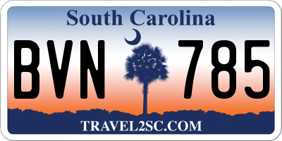 SC license plate BVN785