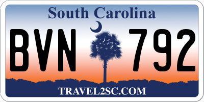 SC license plate BVN792