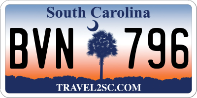 SC license plate BVN796