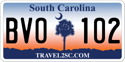 SC license plate BVO102