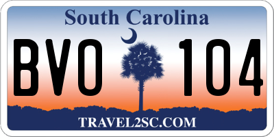 SC license plate BVO104