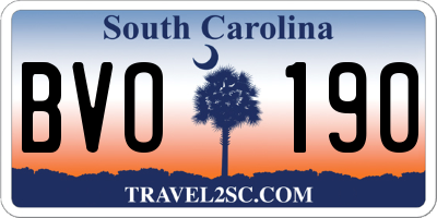 SC license plate BVO190