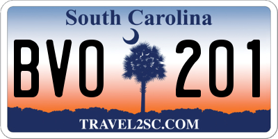 SC license plate BVO201