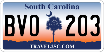SC license plate BVO203
