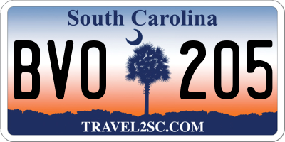 SC license plate BVO205