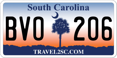 SC license plate BVO206