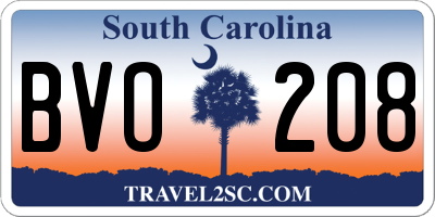 SC license plate BVO208