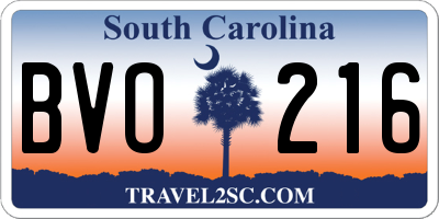 SC license plate BVO216