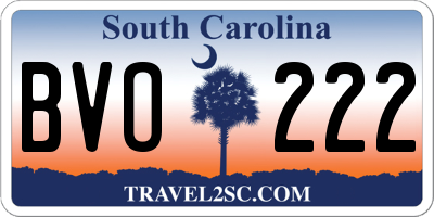 SC license plate BVO222