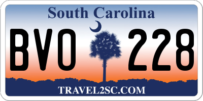 SC license plate BVO228