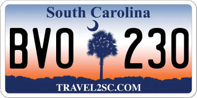 SC license plate BVO230