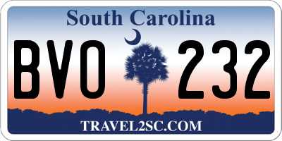 SC license plate BVO232