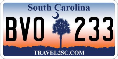 SC license plate BVO233