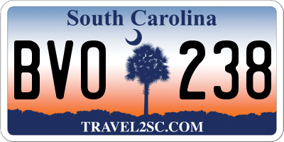 SC license plate BVO238