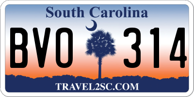SC license plate BVO314