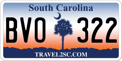 SC license plate BVO322