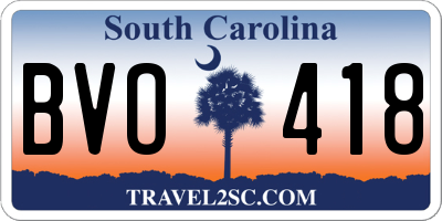 SC license plate BVO418
