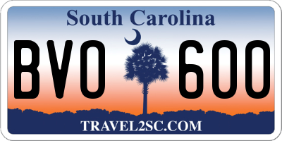 SC license plate BVO600