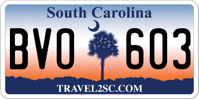SC license plate BVO603