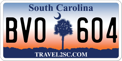 SC license plate BVO604