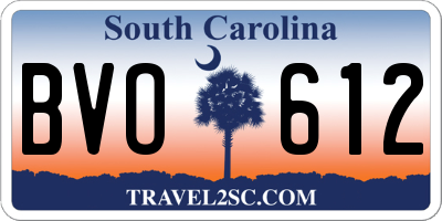 SC license plate BVO612