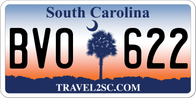 SC license plate BVO622