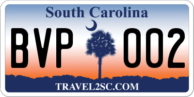 SC license plate BVP002