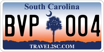 SC license plate BVP004