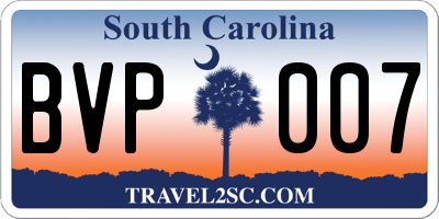 SC license plate BVP007