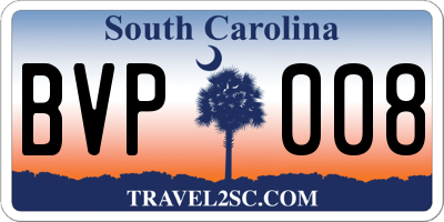 SC license plate BVP008
