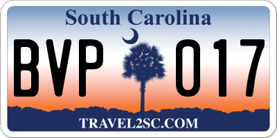 SC license plate BVP017