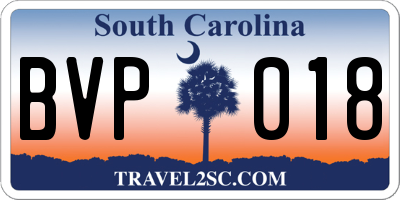SC license plate BVP018
