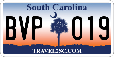 SC license plate BVP019