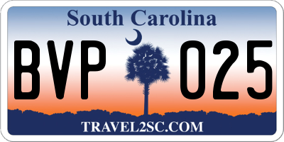 SC license plate BVP025