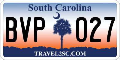 SC license plate BVP027