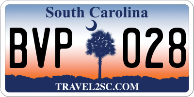 SC license plate BVP028