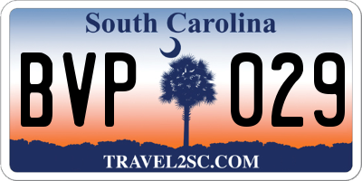 SC license plate BVP029