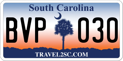 SC license plate BVP030