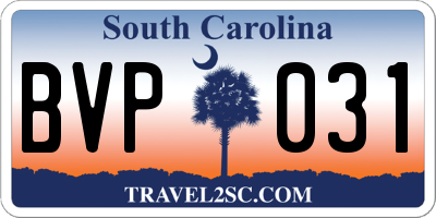 SC license plate BVP031