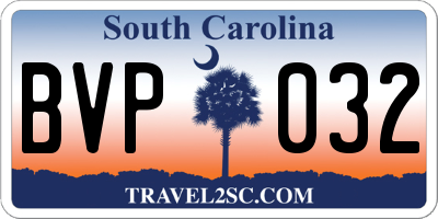 SC license plate BVP032