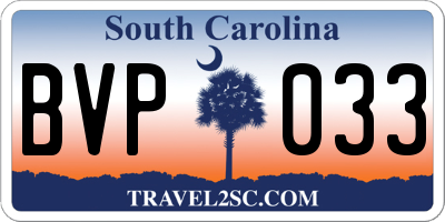 SC license plate BVP033