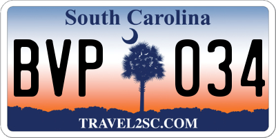 SC license plate BVP034