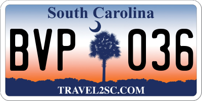SC license plate BVP036
