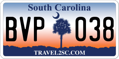 SC license plate BVP038