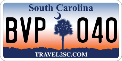 SC license plate BVP040