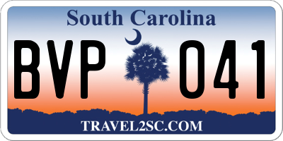 SC license plate BVP041