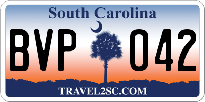 SC license plate BVP042