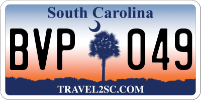 SC license plate BVP049